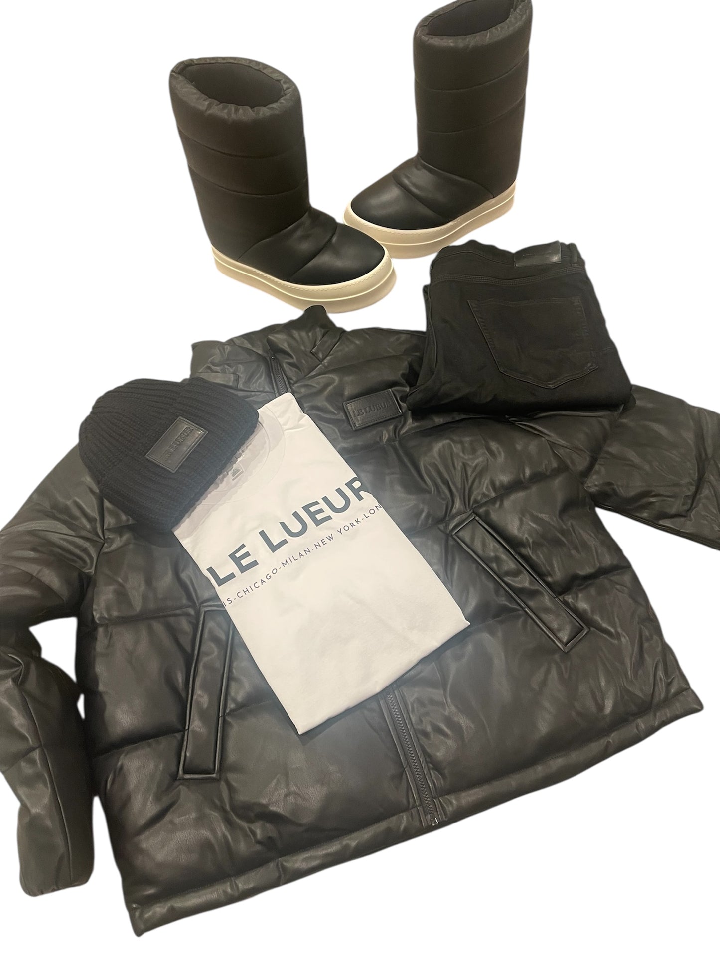 Unisex Vegan Leather Puffer Jacket