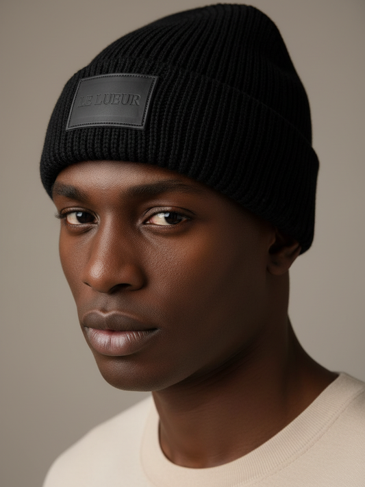 LEATHER BRANDED BEANIE