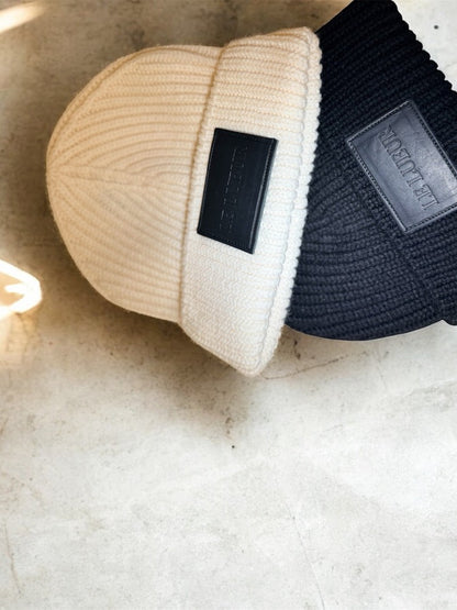 LEATHER BRANDED BEANIE