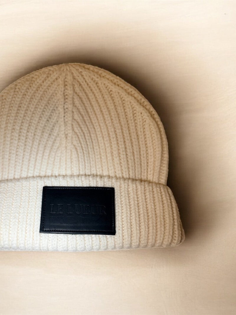 LEATHER BRANDED BEANIE