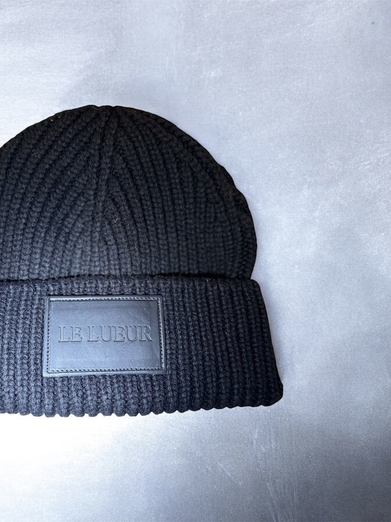 LEATHER BRANDED BEANIE