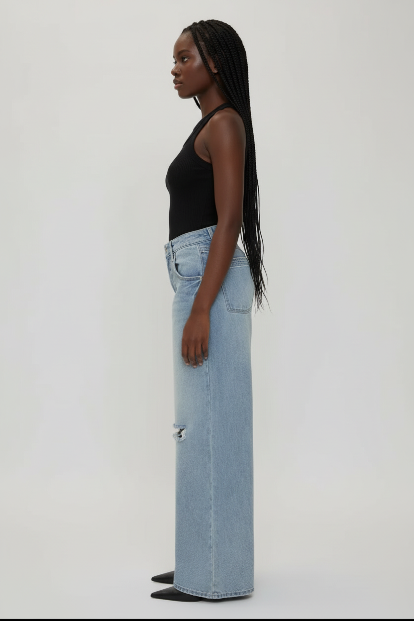 Side profile model with melanin skin tone